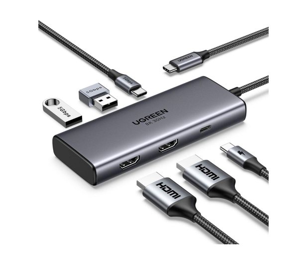 UGREEN Adapter 6w1 CM498 Hub USB / 2x USB-A 3.0 USB-C 3.0 2xHDMI PD - 1488895 - zdjęcie 4